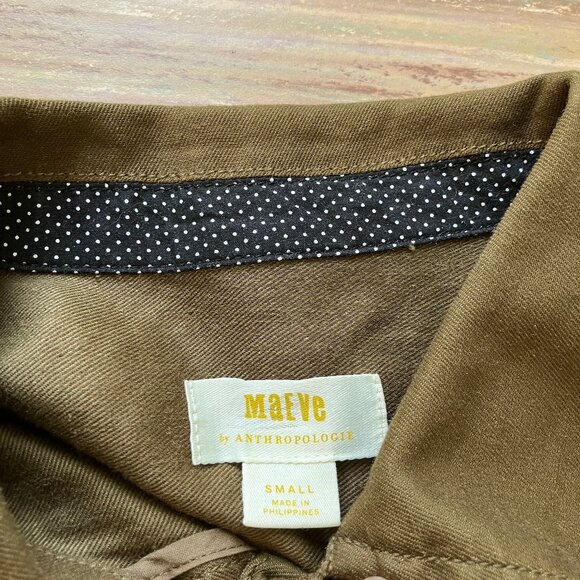 Anthropologie Maeve Utility Flounced Shirt Jacket Top Peplum Cargo Pockets Olive - Picture 6 of 10